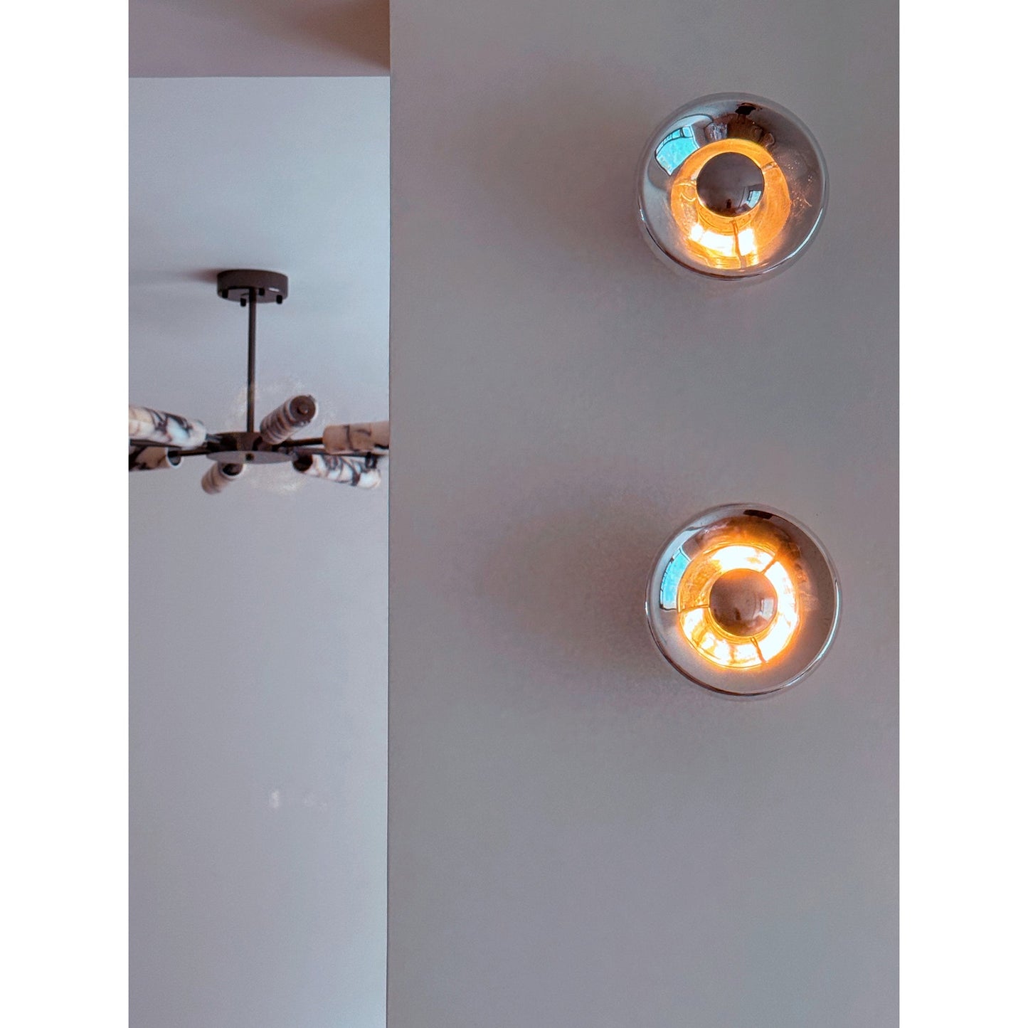 Void Surface Sconce - Metallic Mirror Glass Wall Light | Modernist Chrome & Gold Flush Mount Accent Sconce