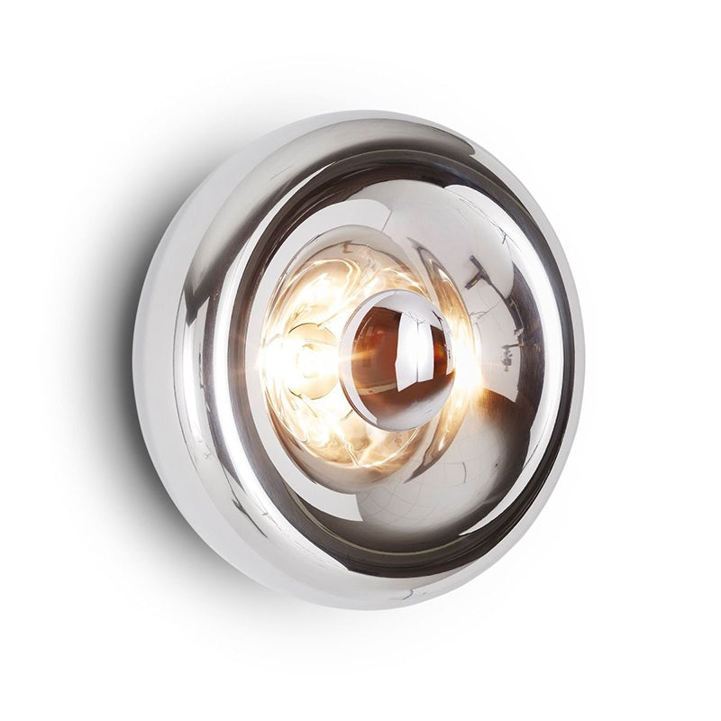 Void Surface Sconce - Metallic Mirror Glass Wall Light | Modernist Chrome & Gold Flush Mount Accent Sconce
