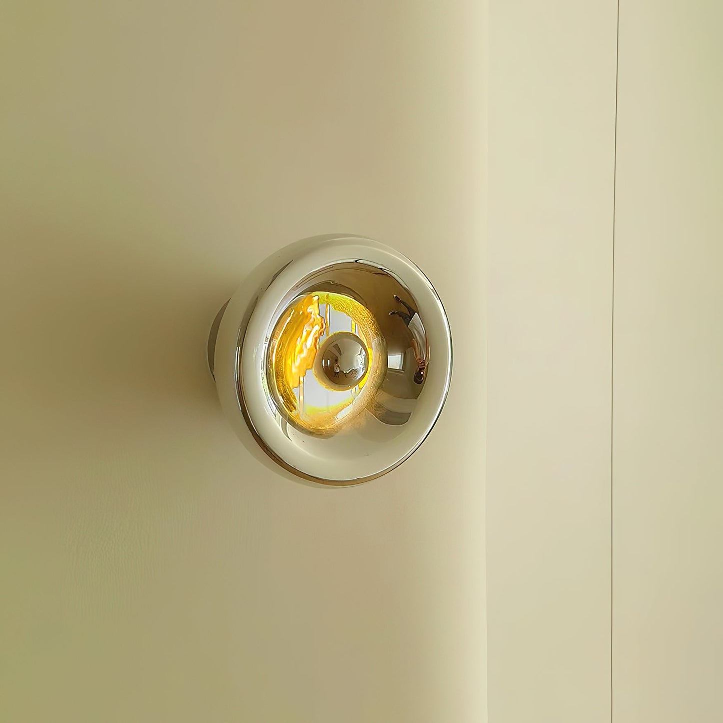 Void Surface Sconce - Metallic Mirror Glass Wall Light | Modernist Chrome & Gold Flush Mount Accent Sconce