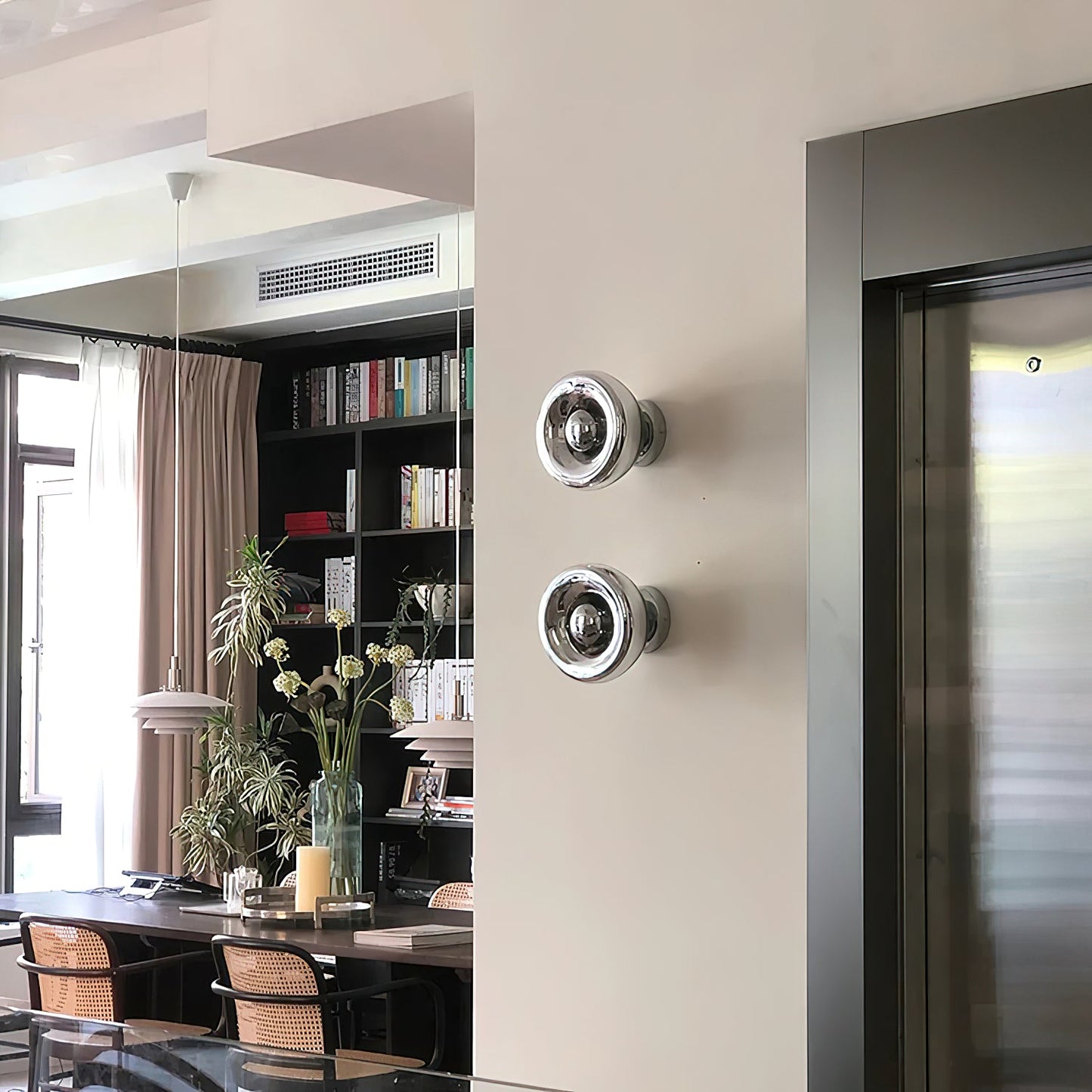 Void Surface Sconce - Metallic Mirror Glass Wall Light | Modernist Chrome & Gold Flush Mount Accent Sconce
