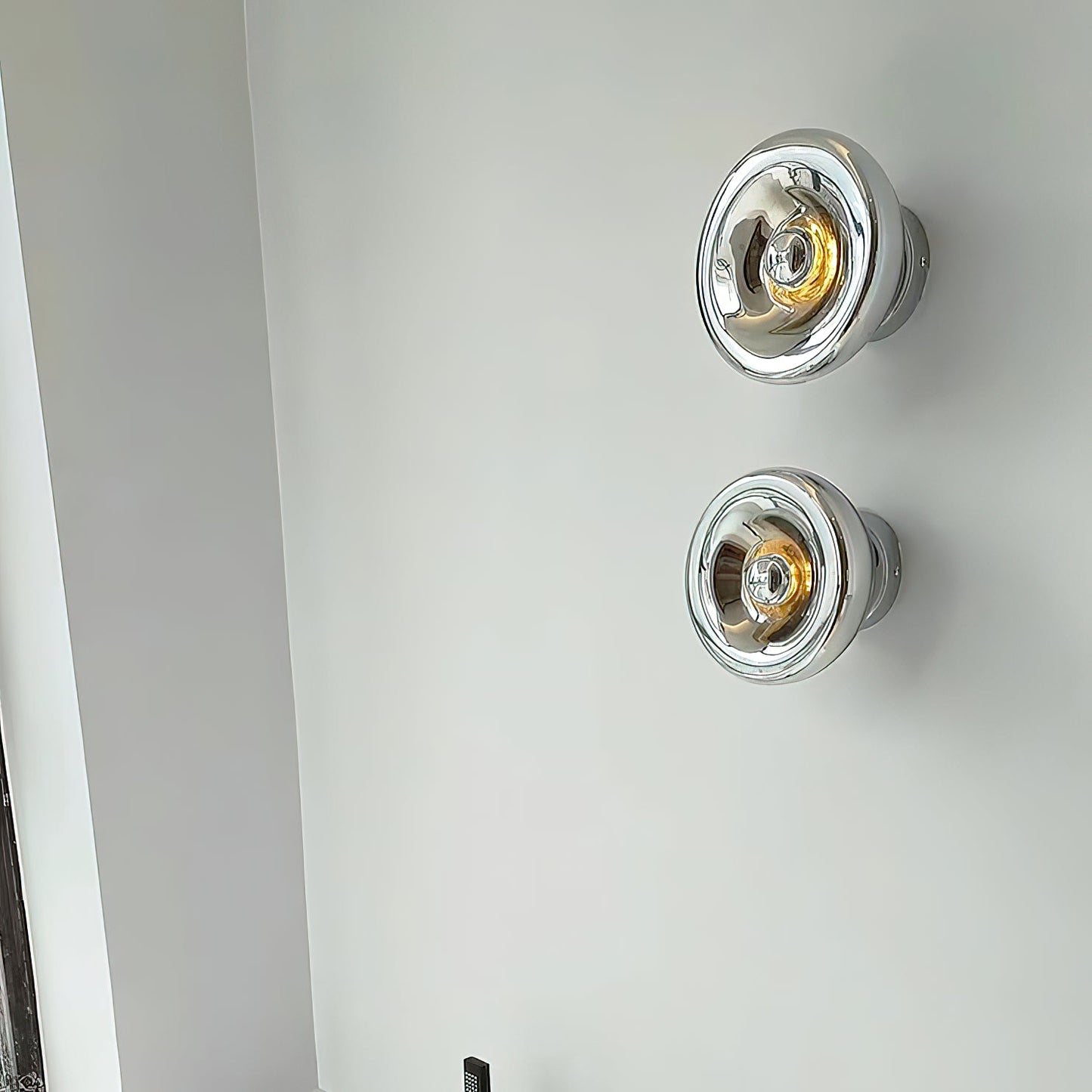 Void Surface Sconce - Metallic Mirror Glass Wall Light | Modernist Chrome & Gold Flush Mount Accent Sconce