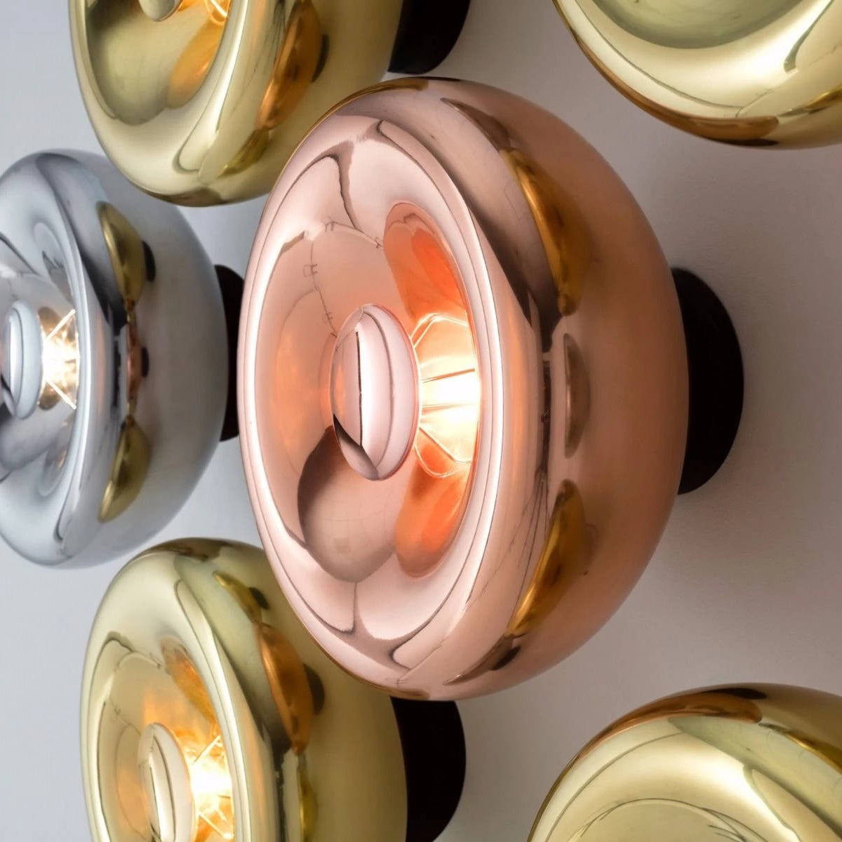Void Surface Sconce - Metallic Mirror Glass Wall Light | Modernist Chrome & Gold Flush Mount Accent Sconce