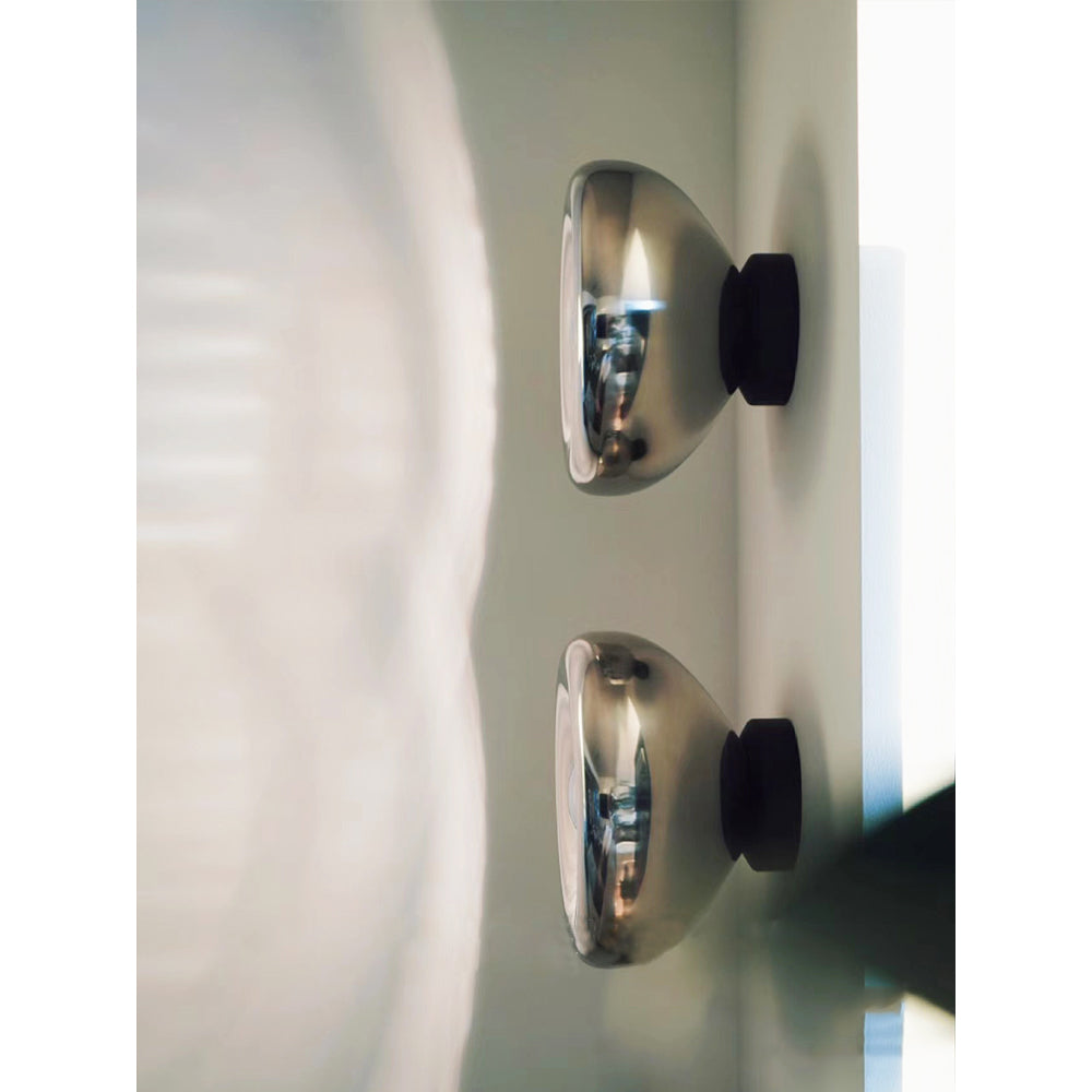 Void Surface Sconce - Metallic Mirror Glass Wall Light | Modernist Chrome & Gold Flush Mount Accent Sconce