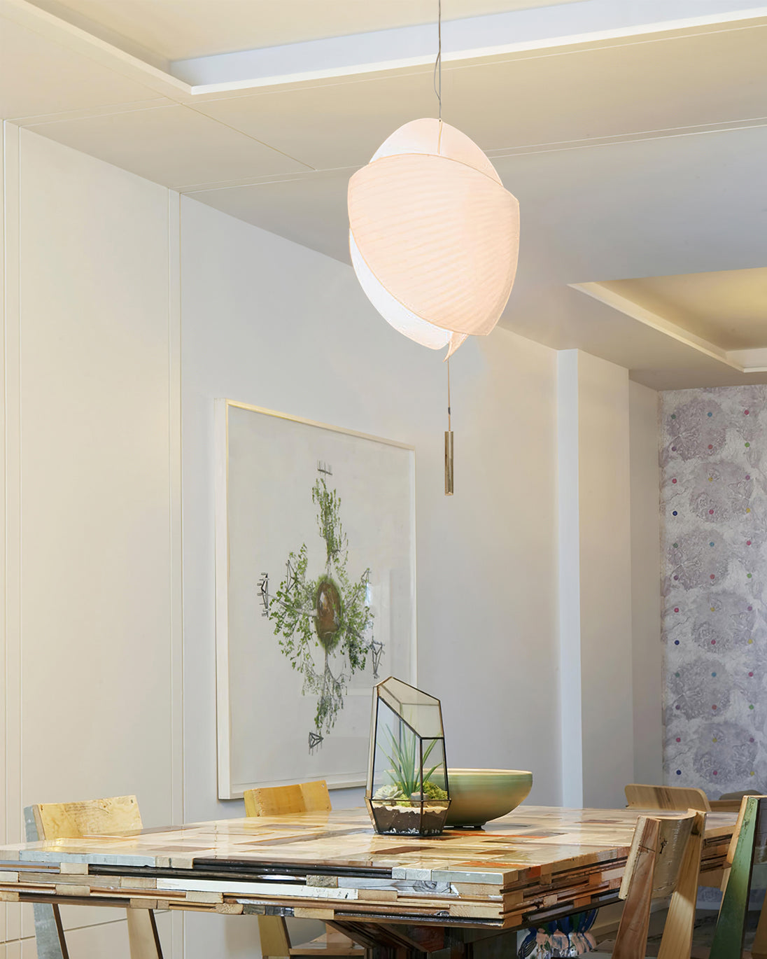Voiles Pendant Lamp - Sculptural Asymmetric Sail Hanging Light | Japandi PE Fabric Chandelier
