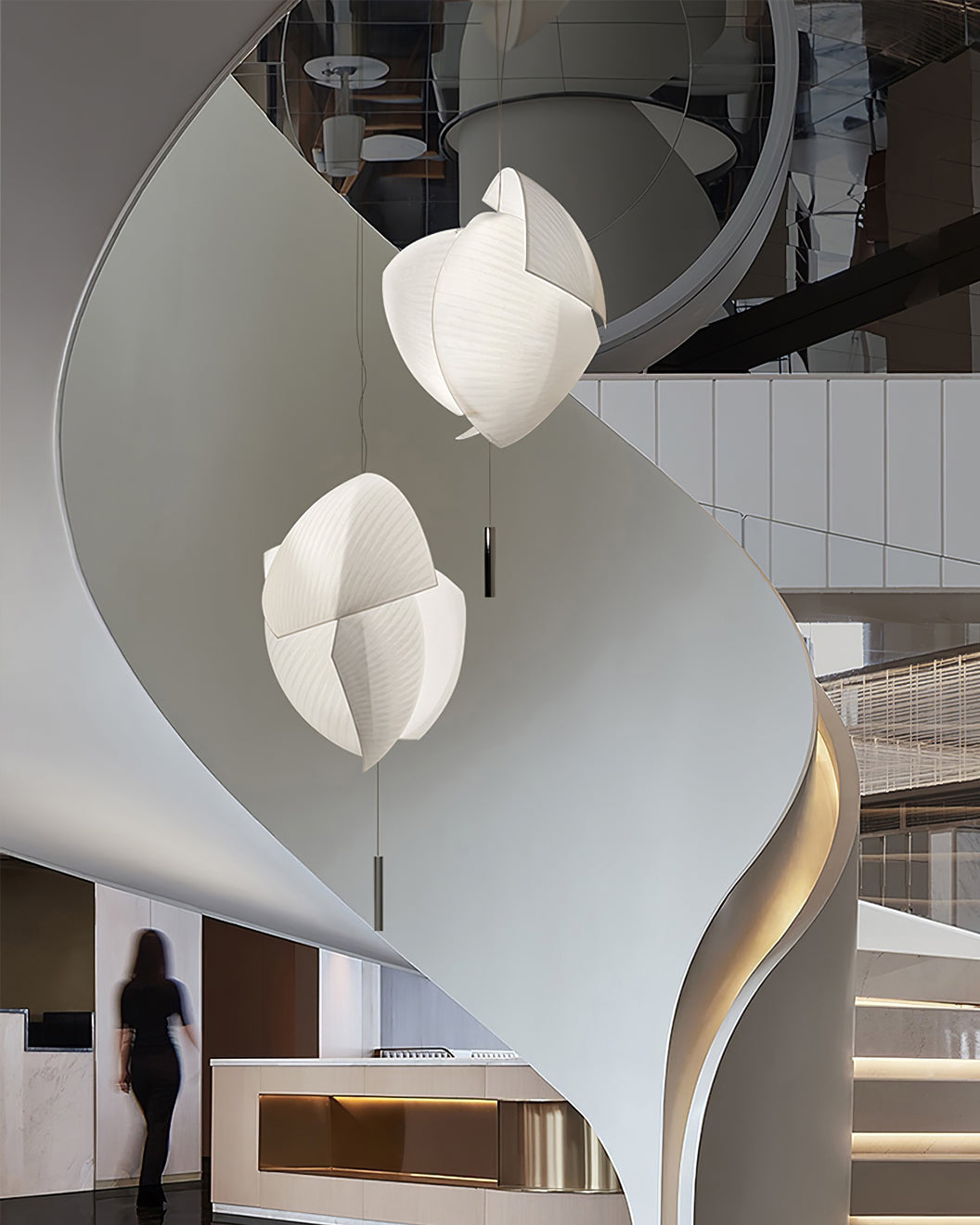 Voiles Pendant Lamp - Sculptural Asymmetric Sail Hanging Light | Japandi PE Fabric Chandelier