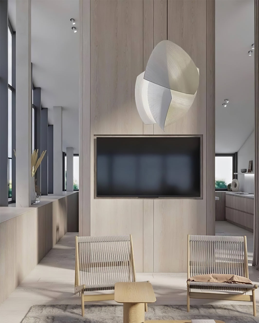 Voiles Pendant Lamp - Sculptural Asymmetric Sail Hanging Light | Japandi PE Fabric Chandelier