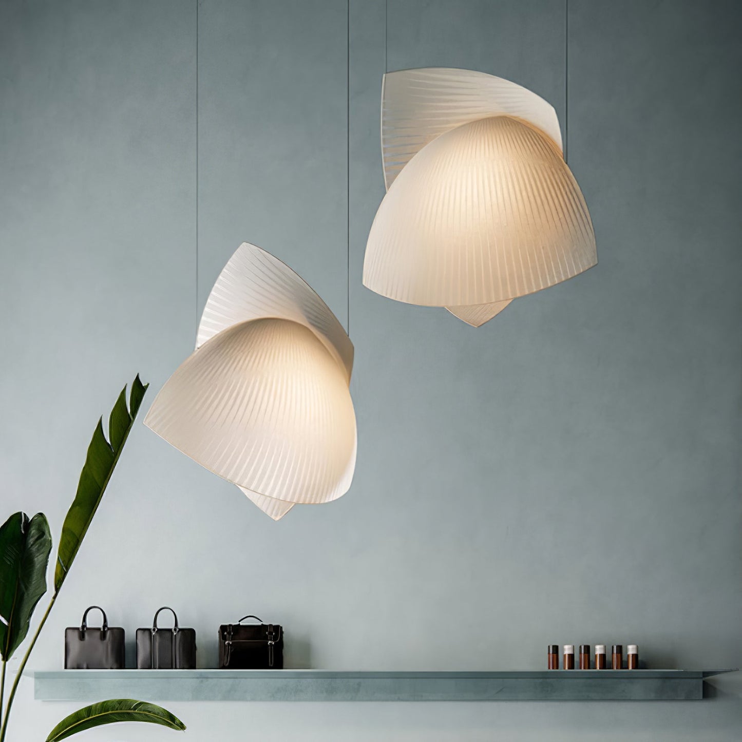 Voiles Pendant Lamp - Sculptural Asymmetric Sail Hanging Light | Japandi PE Fabric Chandelier