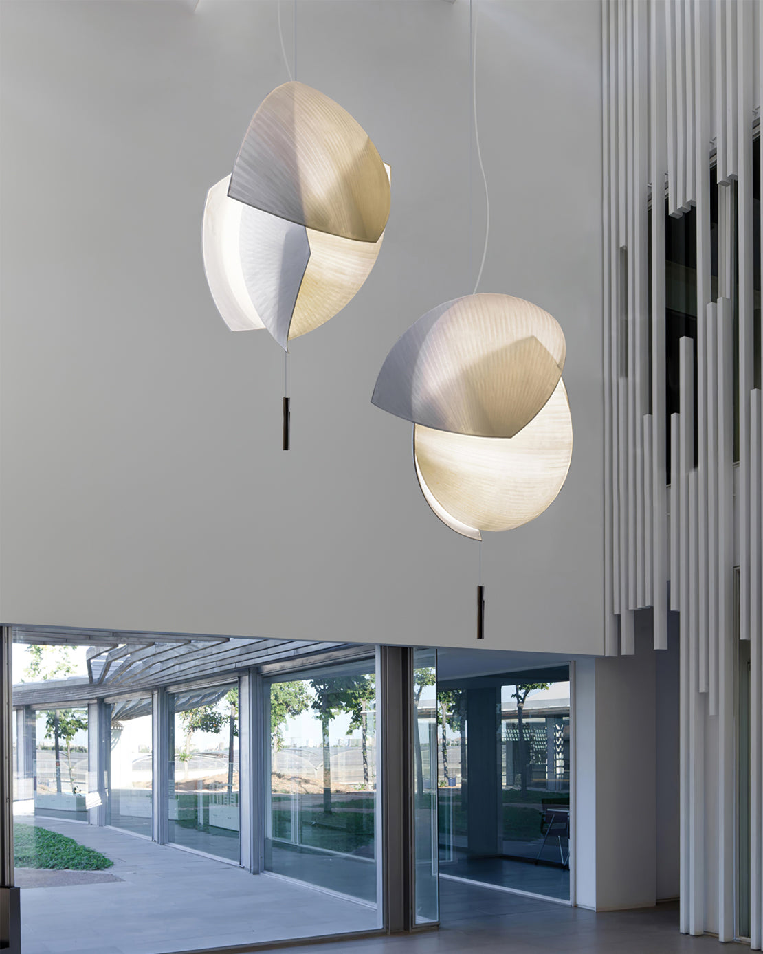 Voiles Pendant Lamp - Sculptural Asymmetric Sail Hanging Light | Japandi PE Fabric Chandelier