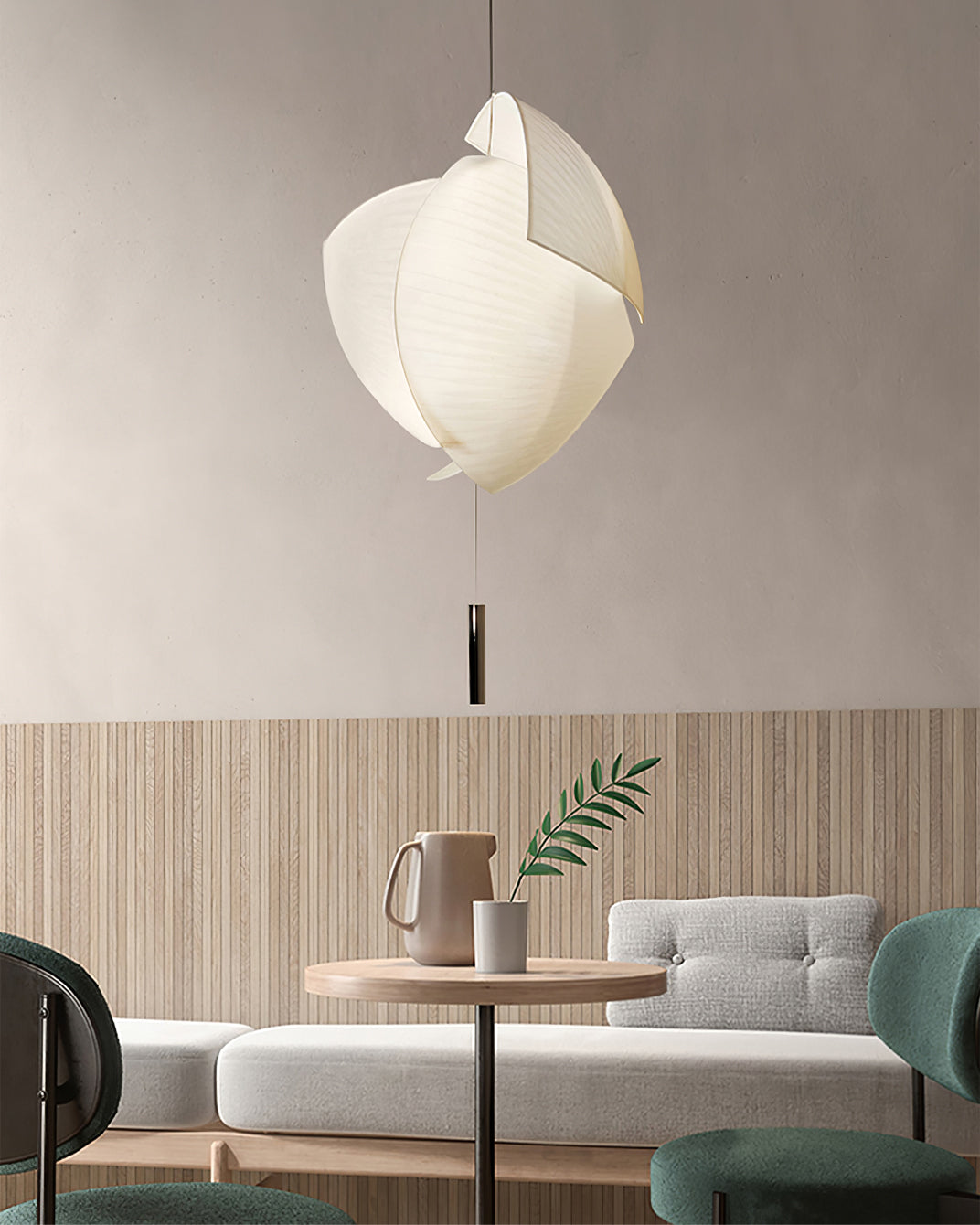 Voiles Pendant Lamp - Sculptural Asymmetric Sail Hanging Light | Japandi PE Fabric Chandelier