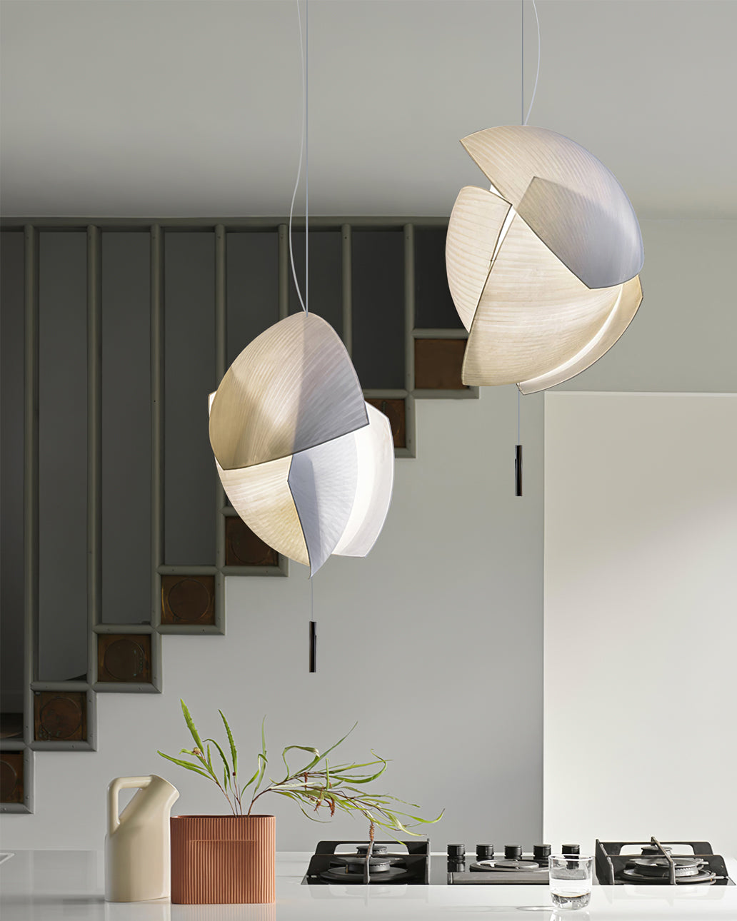 Voiles Pendant Lamp - Sculptural Asymmetric Sail Hanging Light | Japandi PE Fabric Chandelier