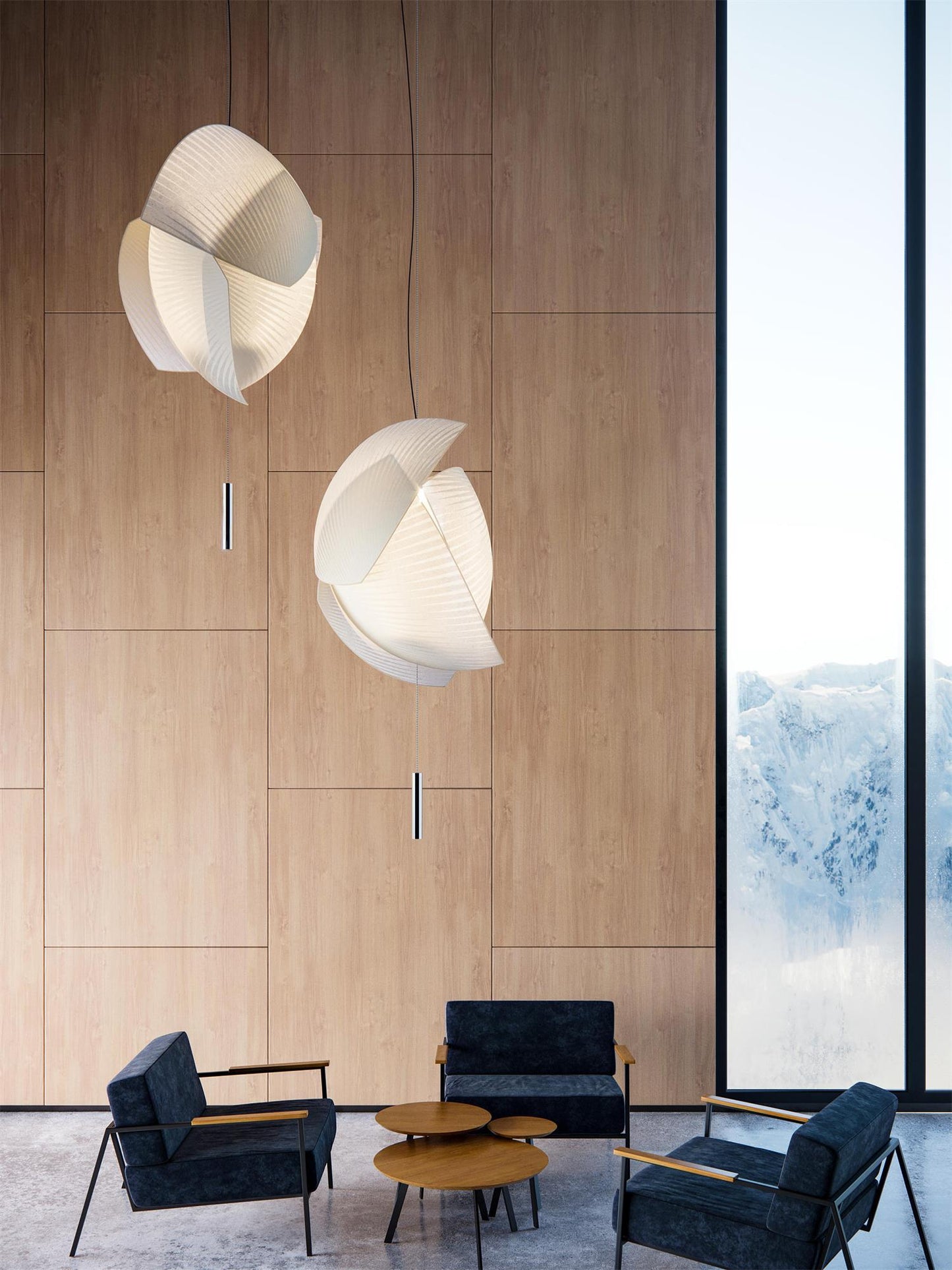 Voiles Pendant Lamp - Sculptural Asymmetric Sail Hanging Light | Japandi PE Fabric Chandelier