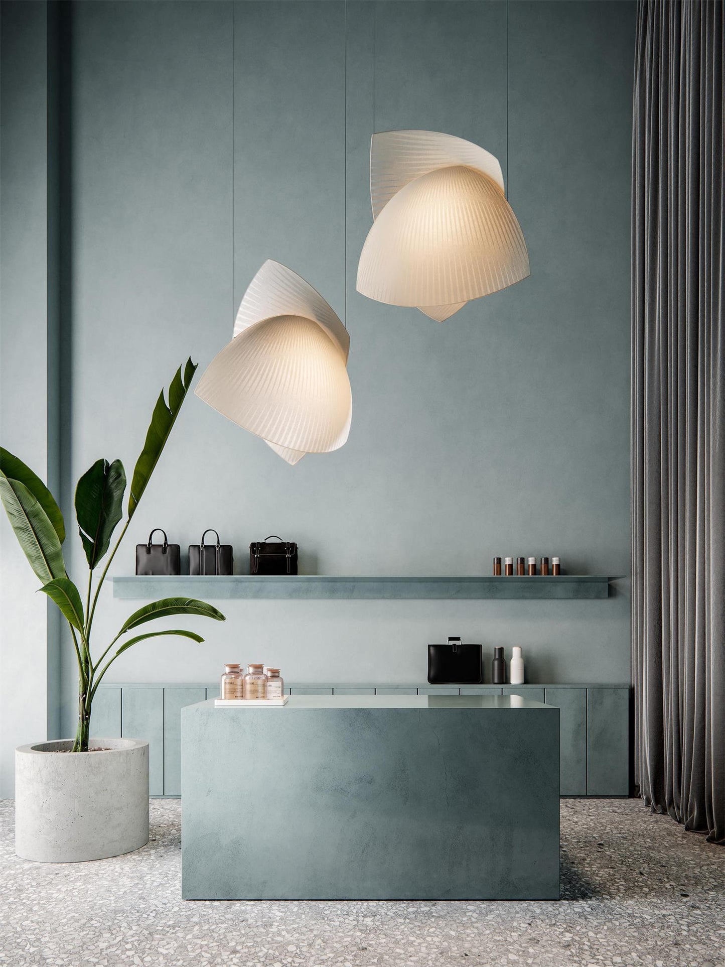 Voiles Pendant Lamp - Sculptural Asymmetric Sail Hanging Light | Japandi PE Fabric Chandelier