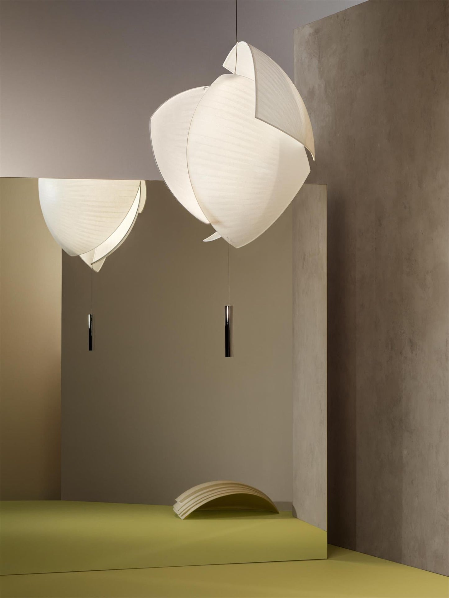 Voiles Pendant Lamp - Sculptural Asymmetric Sail Hanging Light | Japandi PE Fabric Chandelier