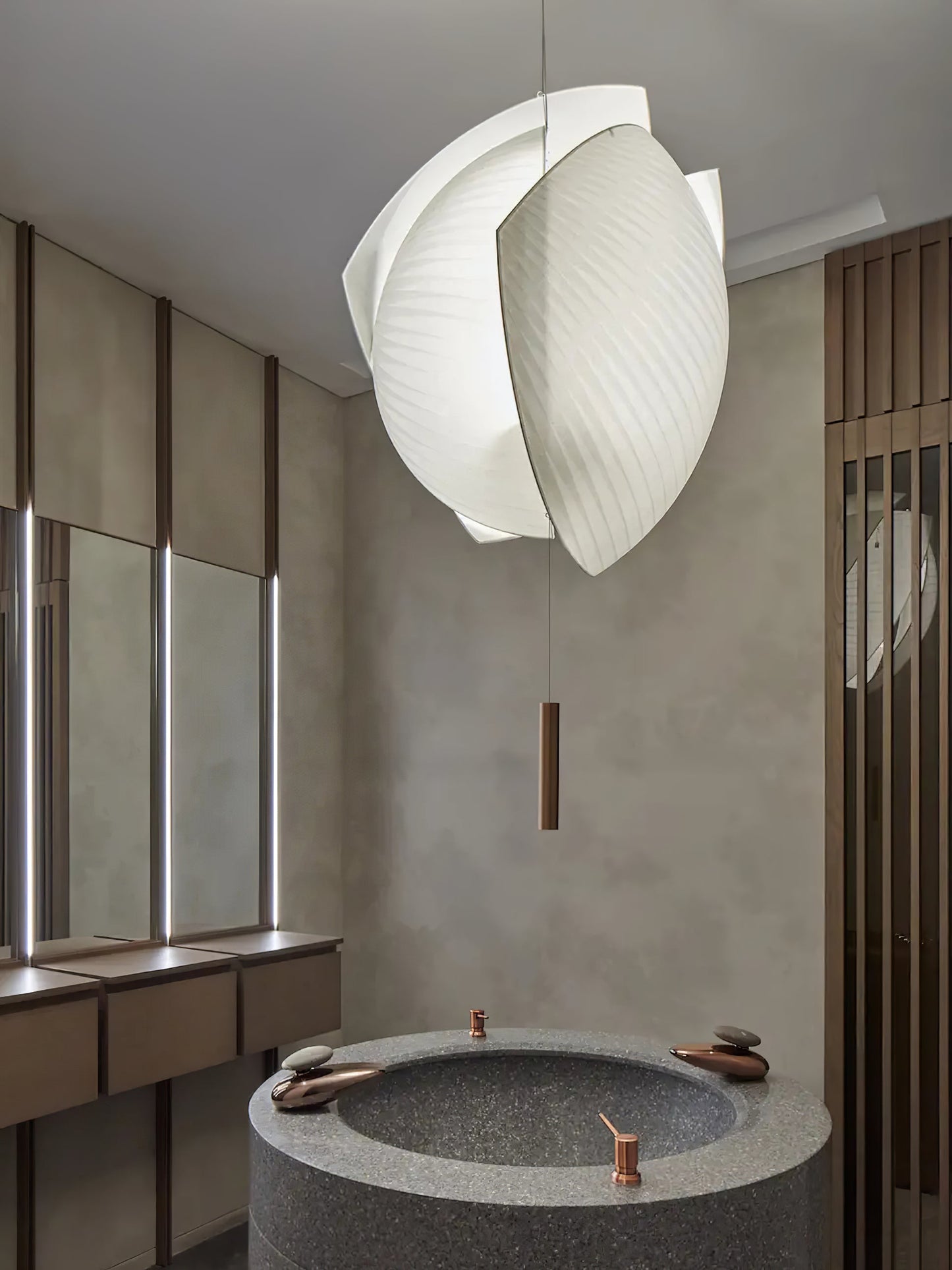 Voiles Pendant Lamp - Sculptural Asymmetric Sail Hanging Light | Japandi PE Fabric Chandelier