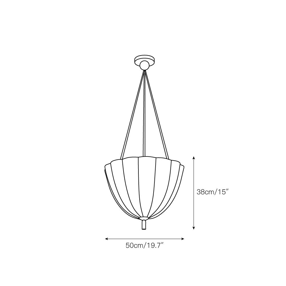 Volare Pendant Lamp - Scalloped Pressed Glass & Carved Brass Sconce | Austrian Secessionist Hanging Light