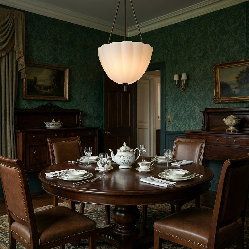 Volare Pendant Lamp - Scalloped Pressed Glass & Carved Brass Sconce | Austrian Secessionist Hanging Light