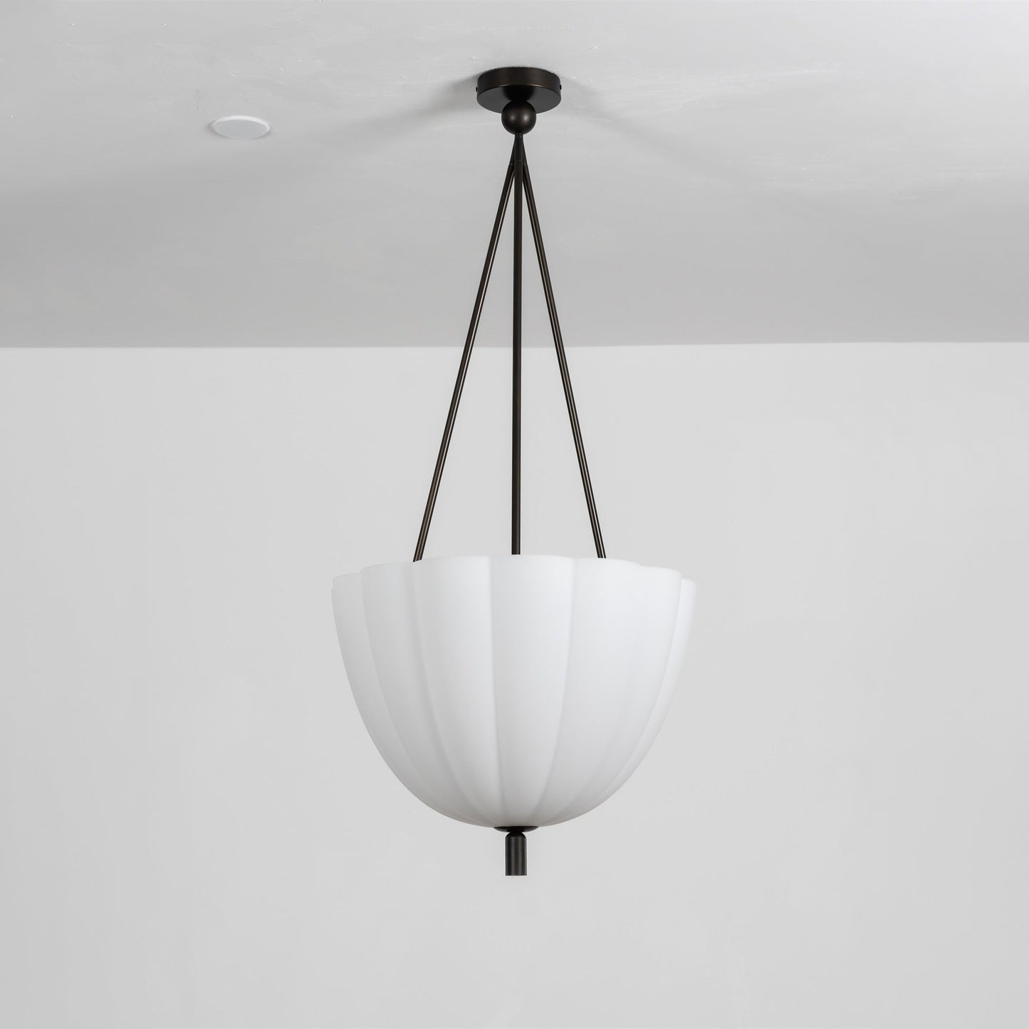 Volare Pendant Lamp - Scalloped Pressed Glass & Carved Brass Sconce | Austrian Secessionist Hanging Light