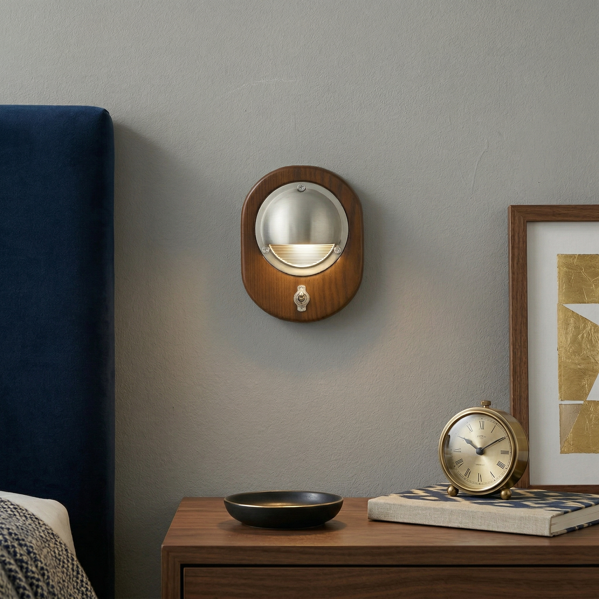 Alfi Wall Lamp – Natural Ash Wood & Metallic Shade Modern Wall Sconce