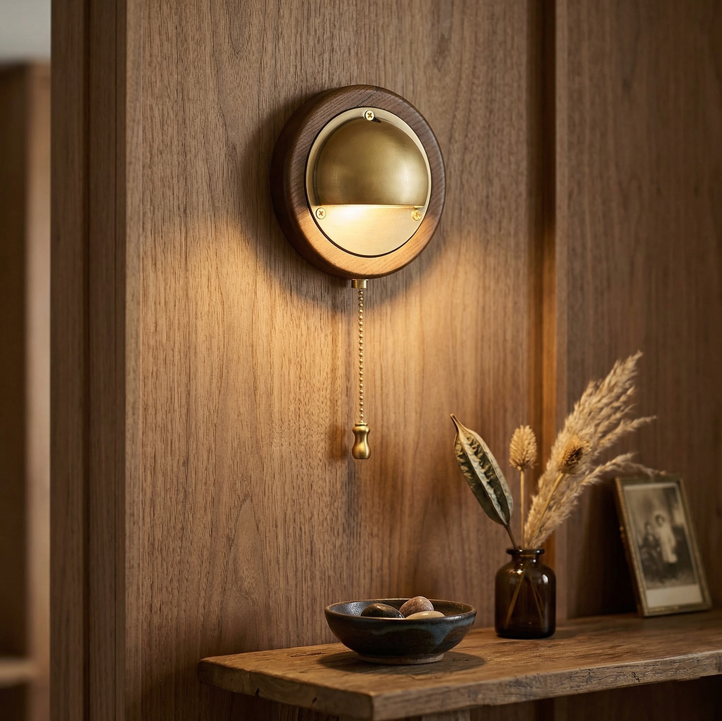 Workstead Signal Wall Lamp - Modern Solid Ash Wood Sconce | Hand-Finished Metal Shade Pull-Cord Light