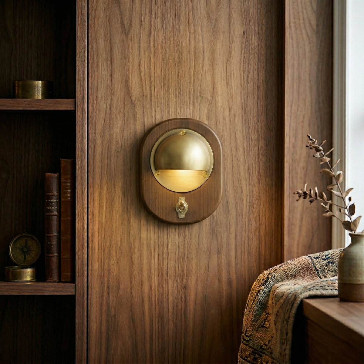 Alfi Wall Lamp – Natural Ash Wood & Metallic Shade Modern Wall Sconce