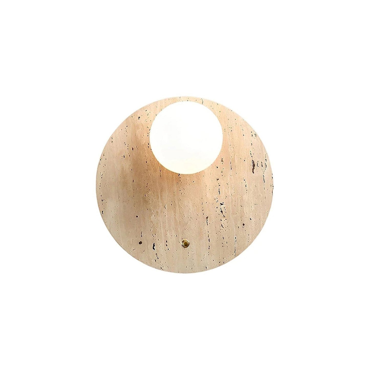 Wabi Travertine Wall Sconce - Natural Stone Eclipse Light | Wabi-Sabi Luxury LED Vanity Lamp | G9 Base