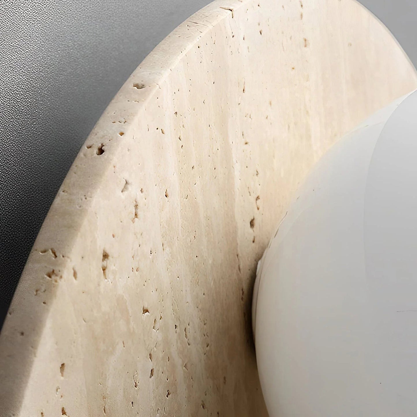 Wabi Travertine Wall Sconce - Natural Stone Eclipse Light | Wabi-Sabi Luxury LED Vanity Lamp | G9 Base