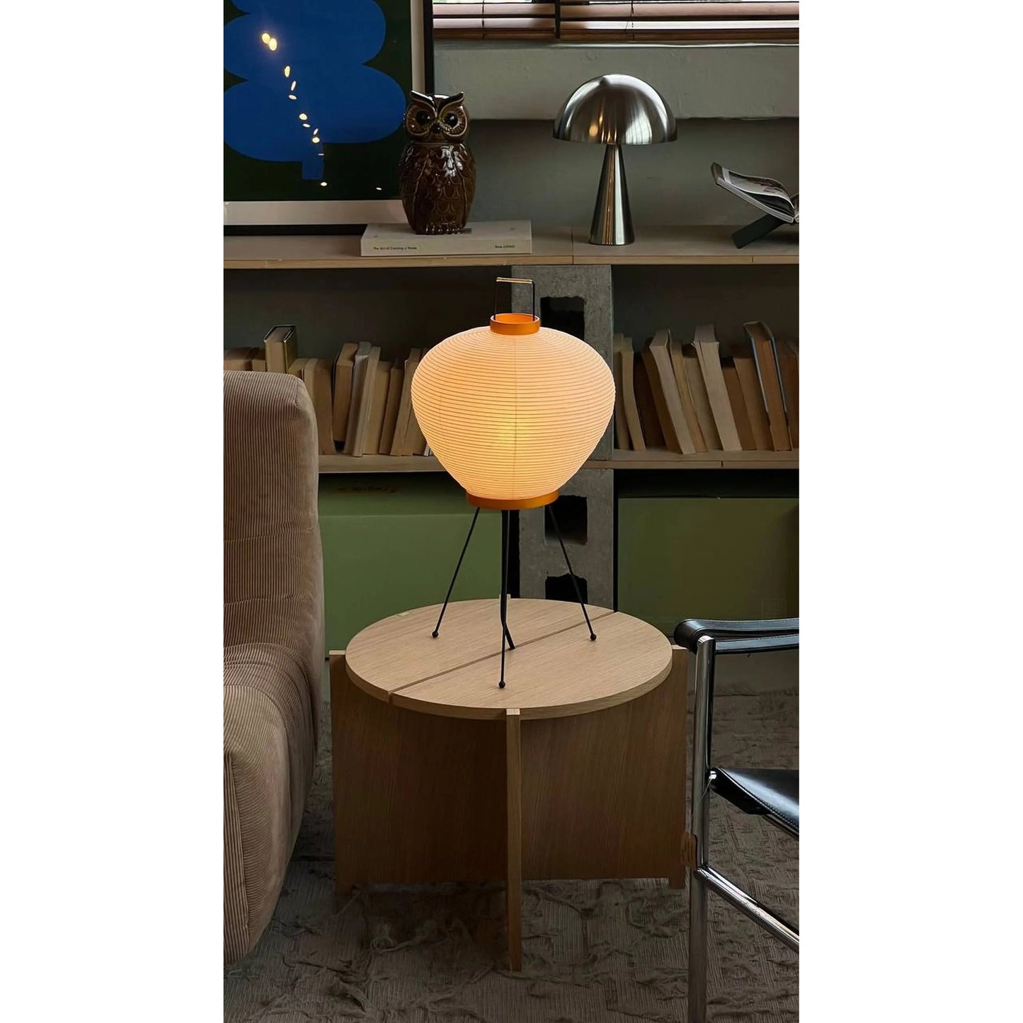 Washi 3A Table Lamp - Japanese Mulberry Paper Tripod Accent Sconce | Modernist Mid-Century Desk Light