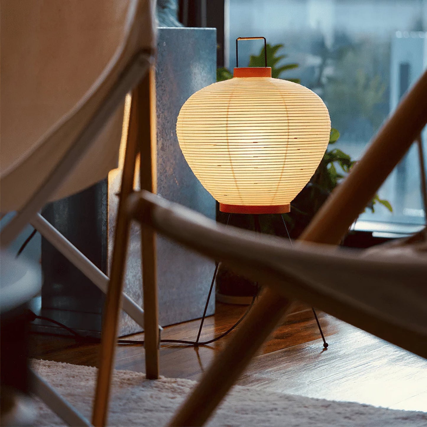 Washi 3A Table Lamp - Japanese Mulberry Paper Tripod Accent Sconce | Modernist Mid-Century Desk Light