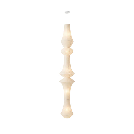 Washi Paper E Pendant Lamp - Sculptural Japanese Mulberry Paper Hanging Light | Hardwired Japandi Sconce