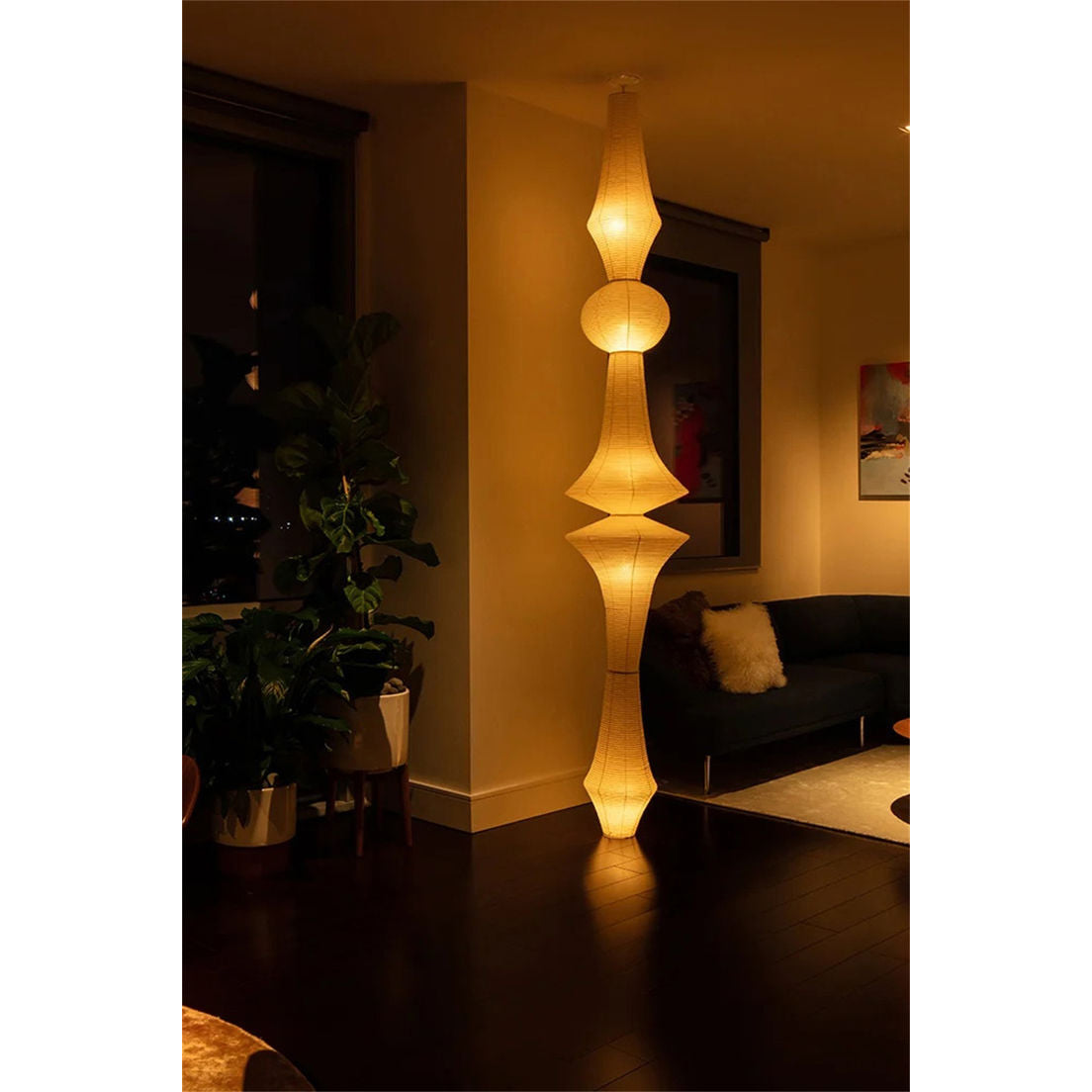 Washi Paper E Pendant Lamp - Sculptural Japanese Mulberry Paper Hanging Light | Hardwired Japandi Sconce