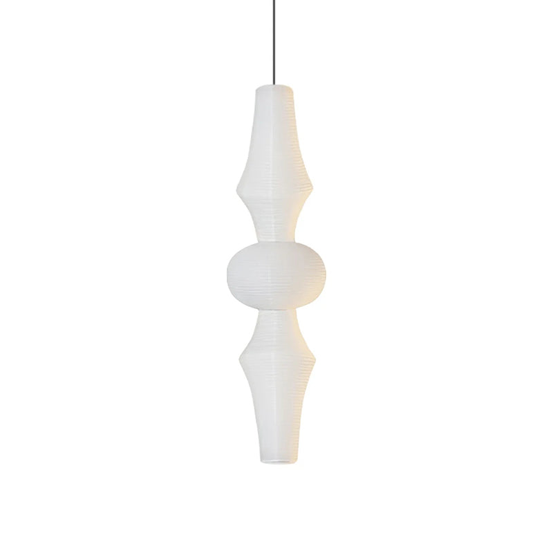 Washi Paper E Pendant Lamp - Sculptural Japanese Mulberry Paper Hanging Light | Hardwired Japandi Sconce