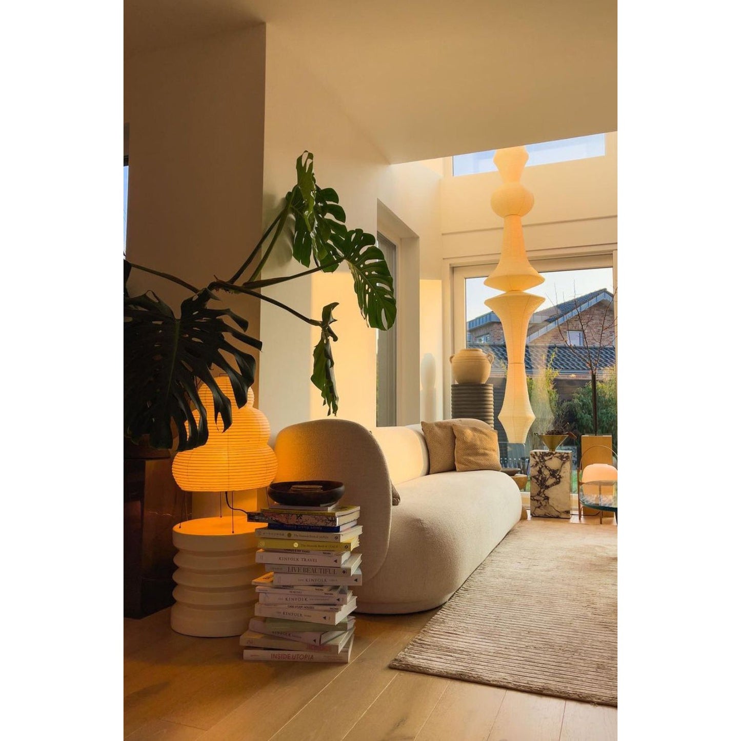 Washi Paper E Pendant Lamp - Sculptural Japanese Mulberry Paper Hanging Light | Hardwired Japandi Sconce