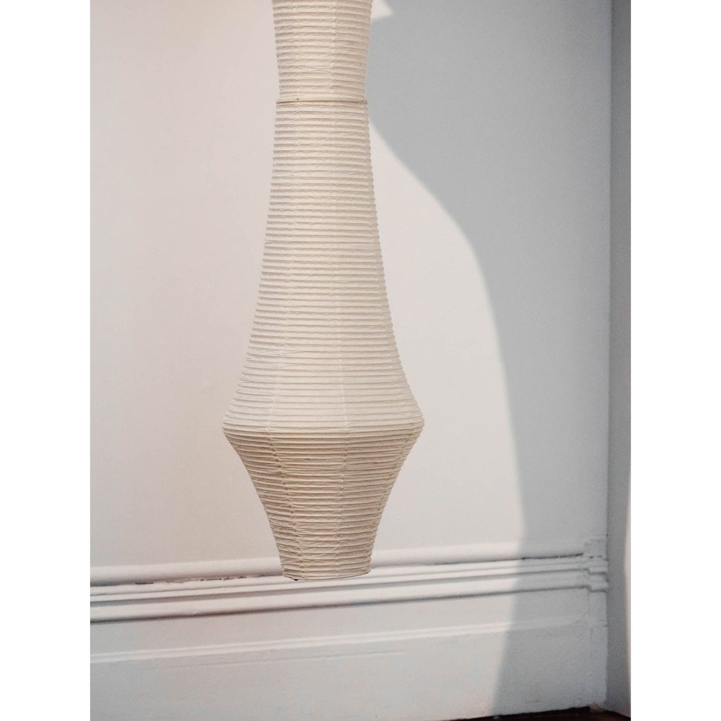 Washi Paper E Pendant Lamp - Sculptural Japanese Mulberry Paper Hanging Light | Hardwired Japandi Sconce