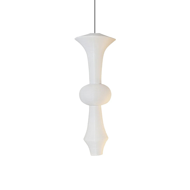 Washi Paper E Pendant Lamp - Sculptural Japanese Mulberry Paper Hanging Light | Hardwired Japandi Sconce
