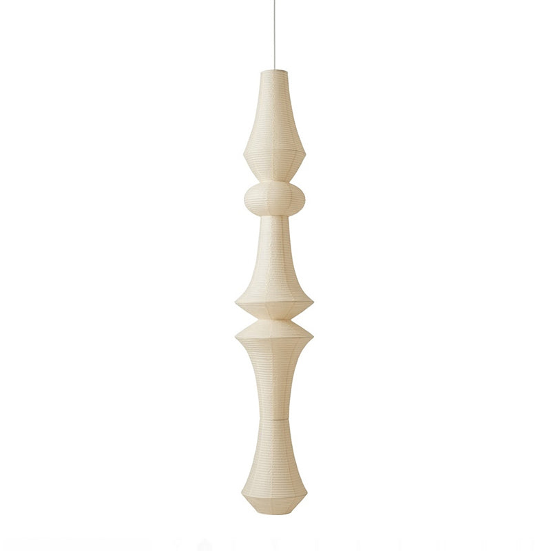 Washi Paper E Pendant Lamp - Sculptural Japanese Mulberry Paper Hanging Light | Hardwired Japandi Sconce