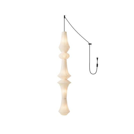 Washi Paper E Pendant Swag Lights - Japanese Mulberry Paper Hanging Lantern | Plug-in Swag Sconce with Inline Switch