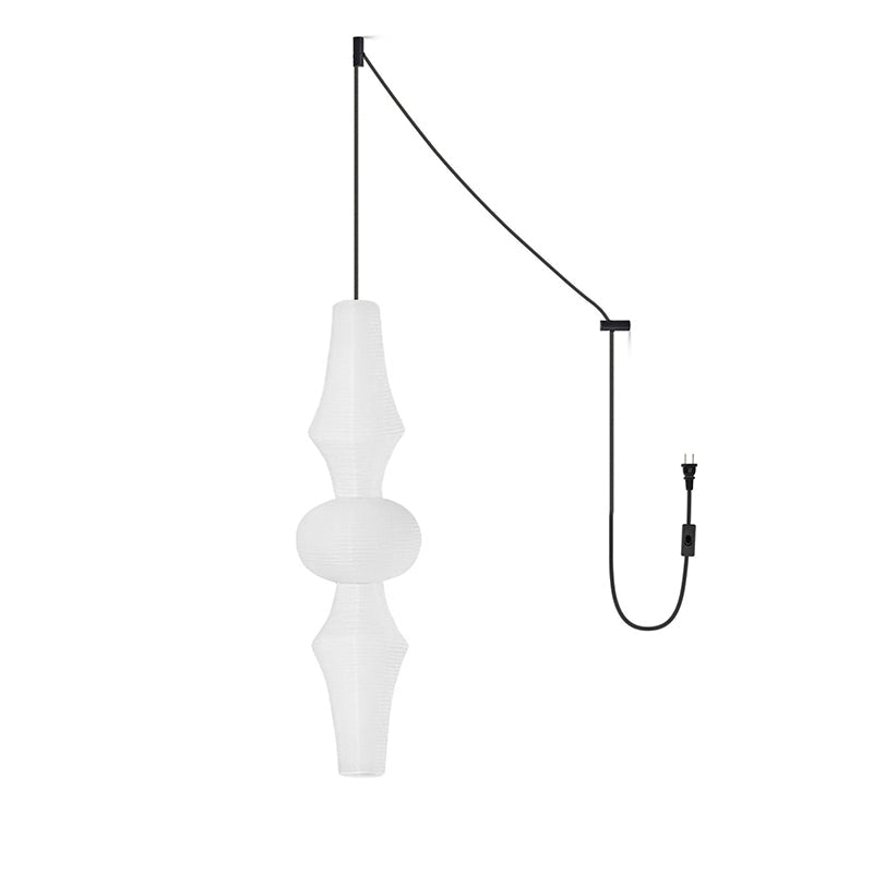 Washi Paper E Pendant Swag Lights - Japanese Mulberry Paper Hanging Lantern | Plug-in Swag Sconce with Inline Switch
