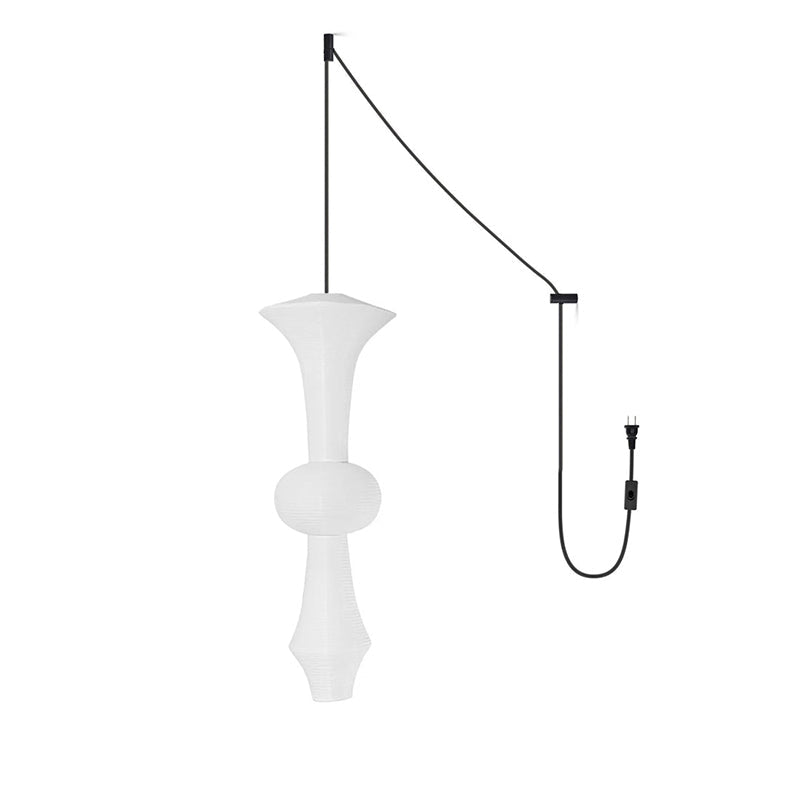 Washi Paper E Pendant Swag Lights - Japanese Mulberry Paper Hanging Lantern | Plug-in Swag Sconce with Inline Switch