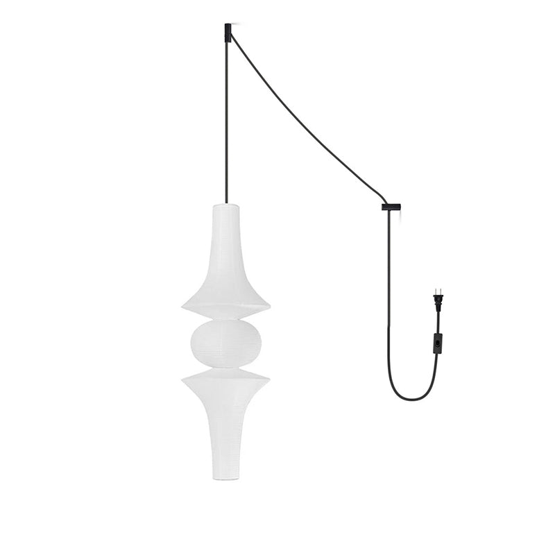 Washi Paper E Pendant Swag Lights - Japanese Mulberry Paper Hanging Lantern | Plug-in Swag Sconce with Inline Switch