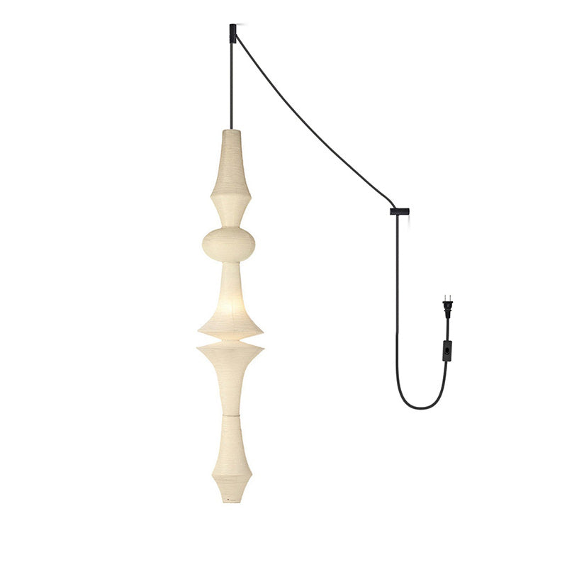 Washi Paper E Pendant Swag Lights - Japanese Mulberry Paper Hanging Lantern | Plug-in Swag Sconce with Inline Switch