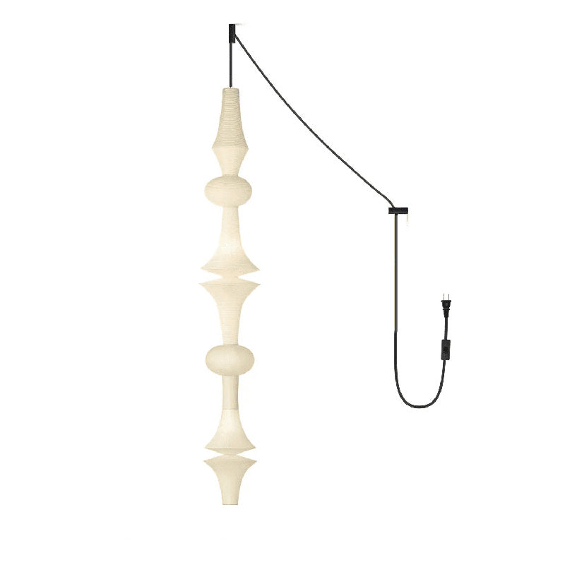 Washi Paper E Pendant Swag Lights - Japanese Mulberry Paper Hanging Lantern | Plug-in Swag Sconce with Inline Switch