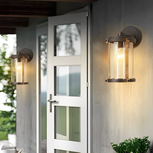 Vintage Waterproof Glass Outdoor Wall Sconce – Black Aluminum & Bubble Glass Industrial Light