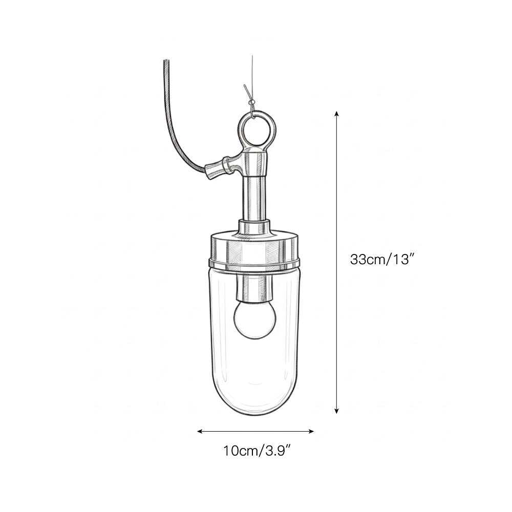 Well Glass Pendant Lamp - Industrial Cylindrical Capsule Hanging Light | Modern Minimalist Kitchen Island Pendant | E26 E27