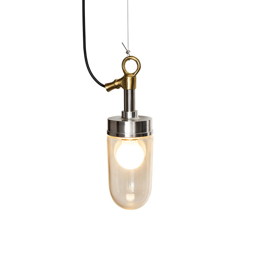 Well Glass Pendant Lamp - Industrial Cylindrical Capsule Hanging Light | Modern Minimalist Kitchen Island Pendant | E26 E27