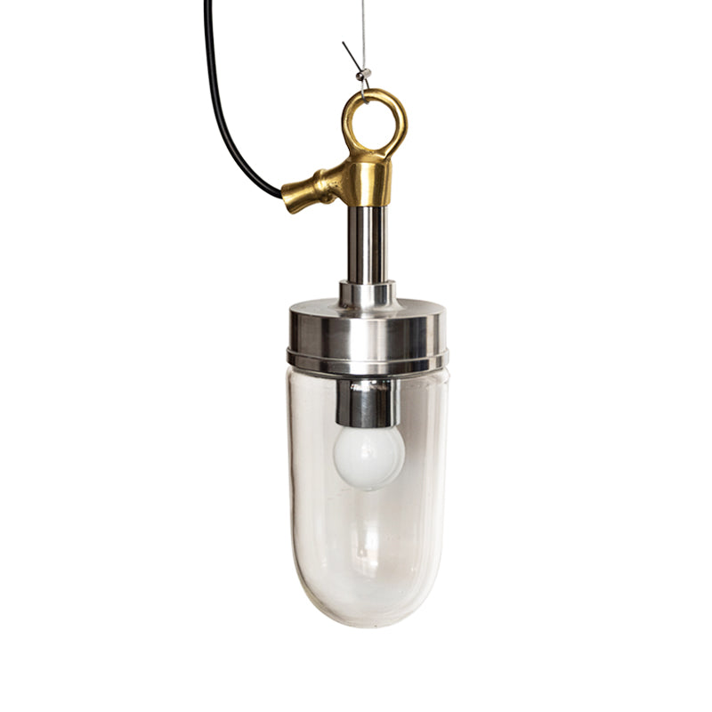 Well Glass Pendant Lamp - Industrial Cylindrical Capsule Hanging Light | Modern Minimalist Kitchen Island Pendant | E26 E27