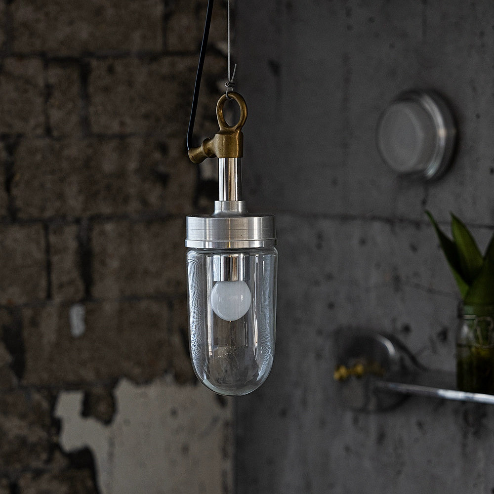 Well Glass Pendant Lamp - Industrial Cylindrical Capsule Hanging Light | Modern Minimalist Kitchen Island Pendant | E26 E27