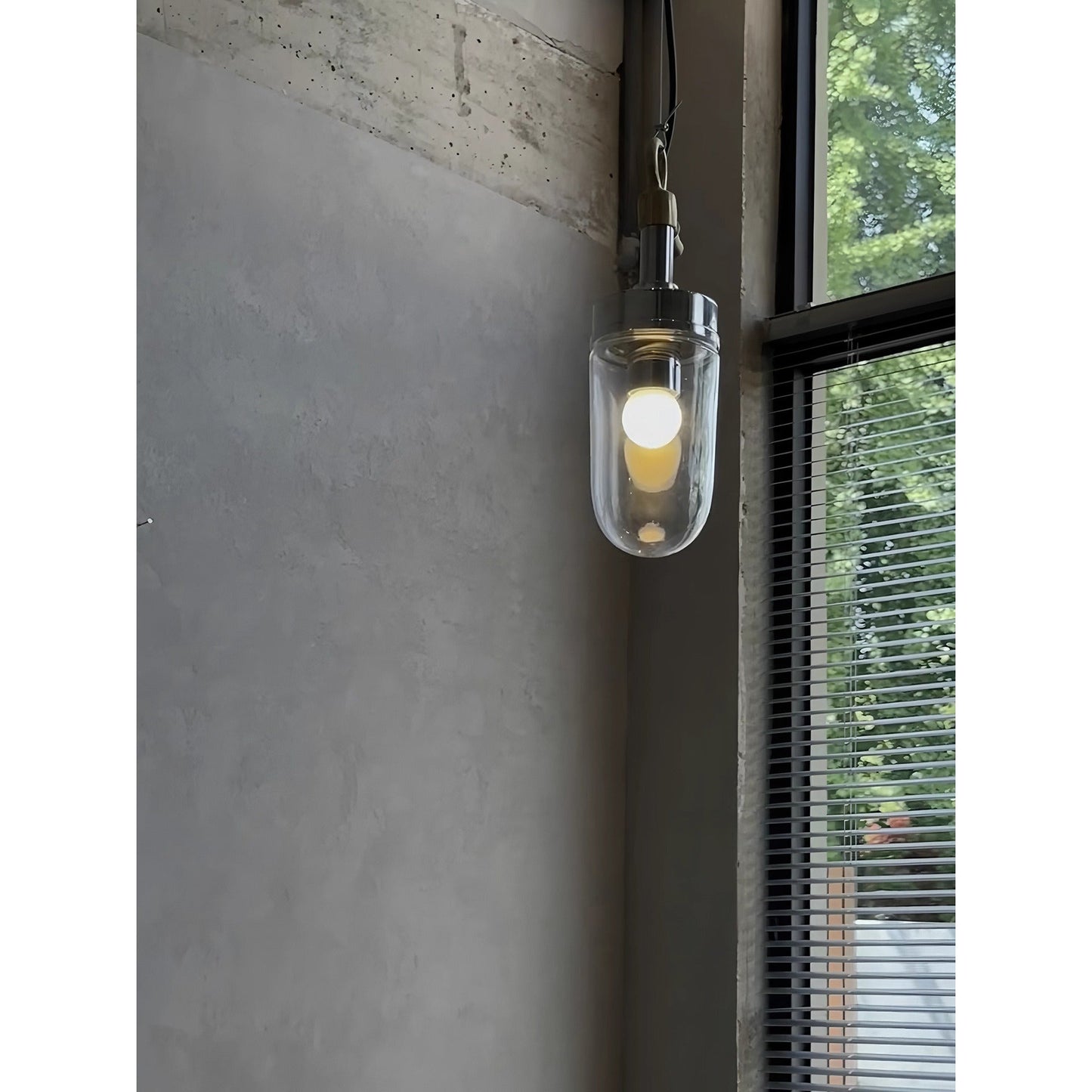 Well Glass Pendant Lamp - Industrial Cylindrical Capsule Hanging Light | Modern Minimalist Kitchen Island Pendant | E26 E27