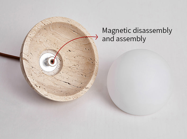 Wella Travertine Wall Sconce - Natural Stone & Glass Luxury LED Vanity Light | Modern Organic Bedside Sconce | G9 Base