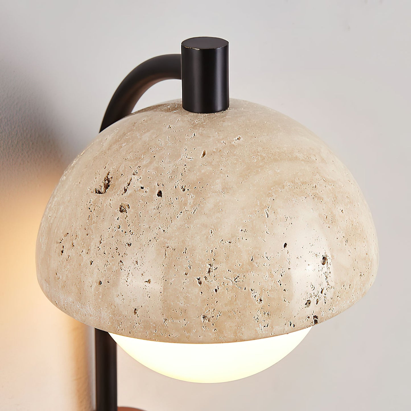 Wella Travertine Wall Sconce - Natural Stone & Glass Luxury LED Vanity Light | Modern Organic Bedside Sconce | G9 Base