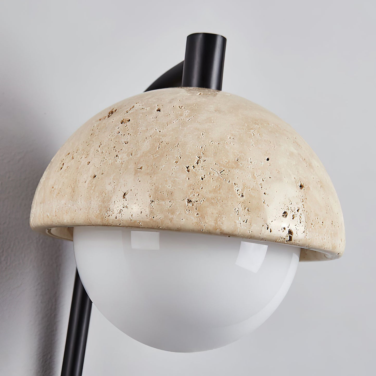 Wella Travertine Wall Sconce - Natural Stone & Glass Luxury LED Vanity Light | Modern Organic Bedside Sconce | G9 Base